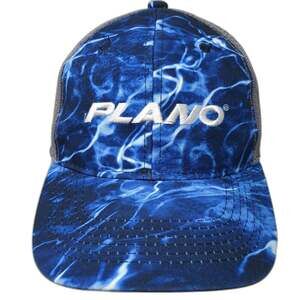 Plano Trucker Hat Blue Gray One Size Mesh Back Water Pattern Fishing Snapback